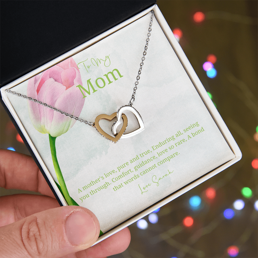 To My Mother - Choice of Beautiful Silver Necklaces in a Mahogany Gift Box with a Custom Message Card - Gift from Son / Daughter For Mum