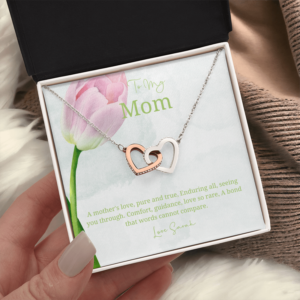 To My Mother - Choice of Beautiful Silver Necklaces in a Mahogany Gift Box with a Custom Message Card - Gift from Son / Daughter For Mum