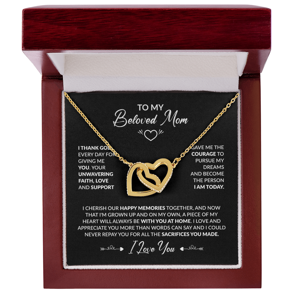 To My Beloved Mom Beautiful Interlocking Heart Gift Boxed