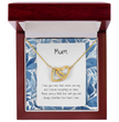 Present For Mum - Interlocking Heart Necklace - Personalised Message Card - Birthday Christmas Gift For Mother