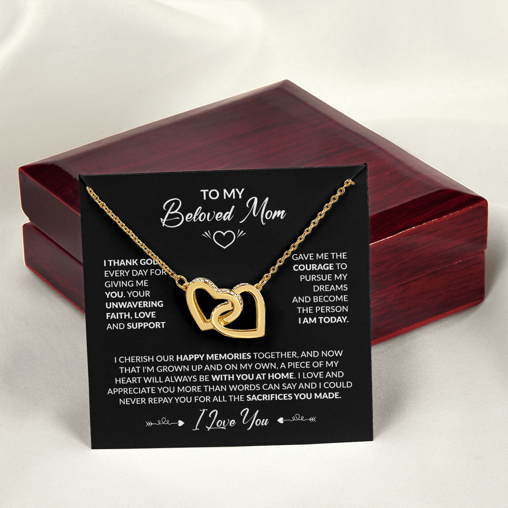 To My Beloved Mom Beautiful Interlocking Heart Gift Boxed