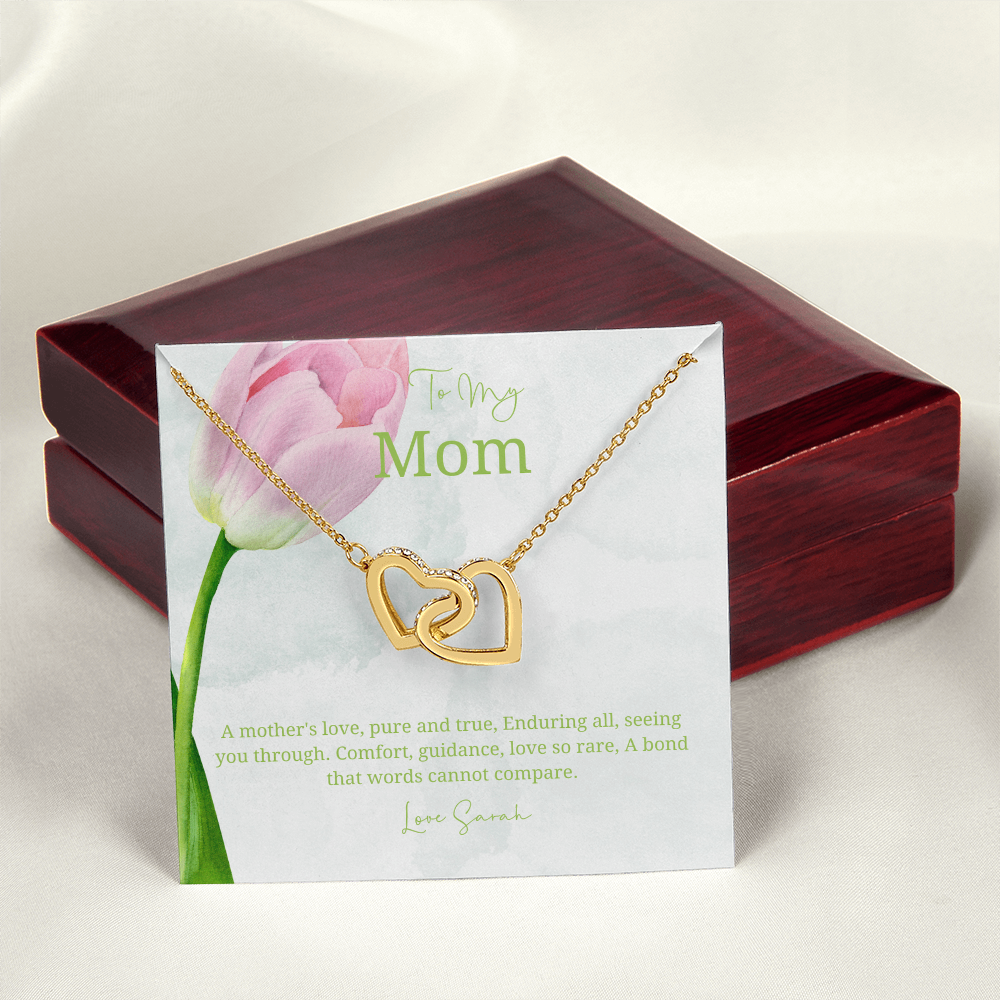 To My Mother - Choice of Beautiful Silver Necklaces in a Mahogany Gift Box with a Custom Message Card - Gift from Son / Daughter For Mum