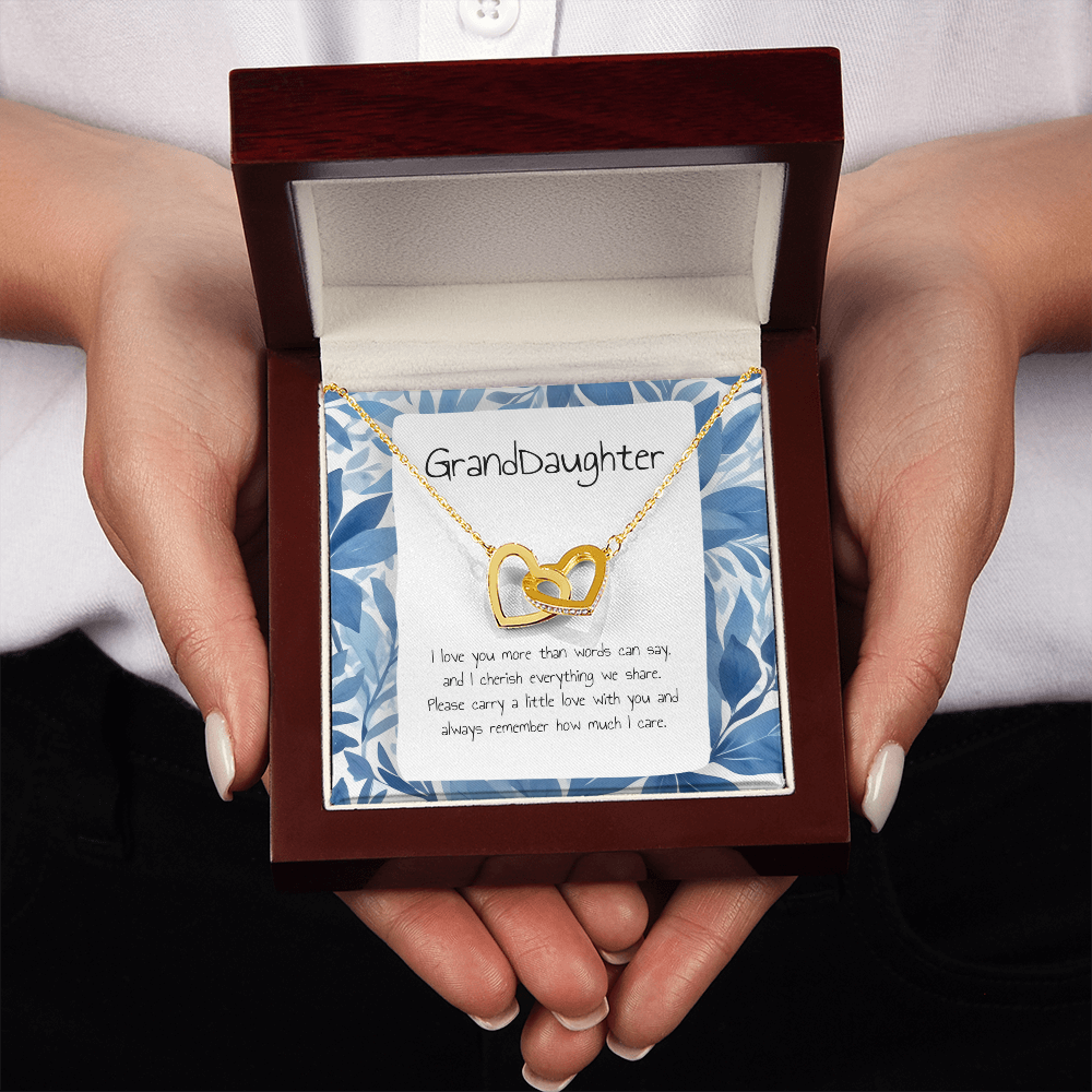 Gift For Granddaughter- Interlocking Heart Necklace - Personalised Message Card