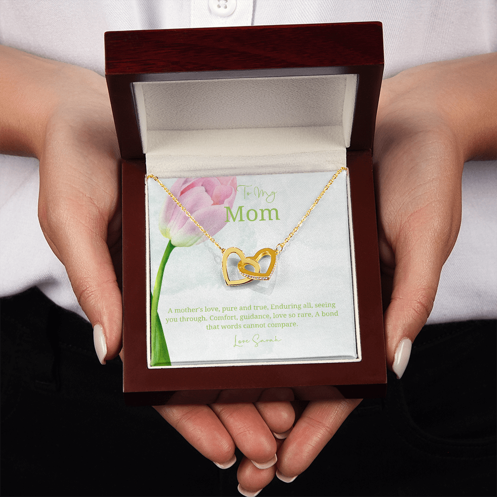 To My Mother - Choice of Beautiful Silver Necklaces in a Mahogany Gift Box with a Custom Message Card - Gift from Son / Daughter For Mum