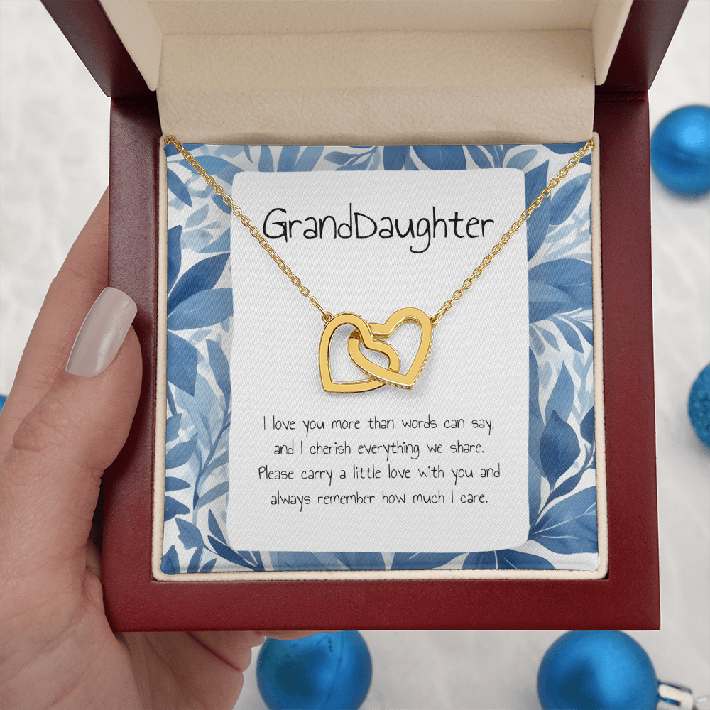 Gift For Granddaughter- Interlocking Heart Necklace - Personalised Message Card