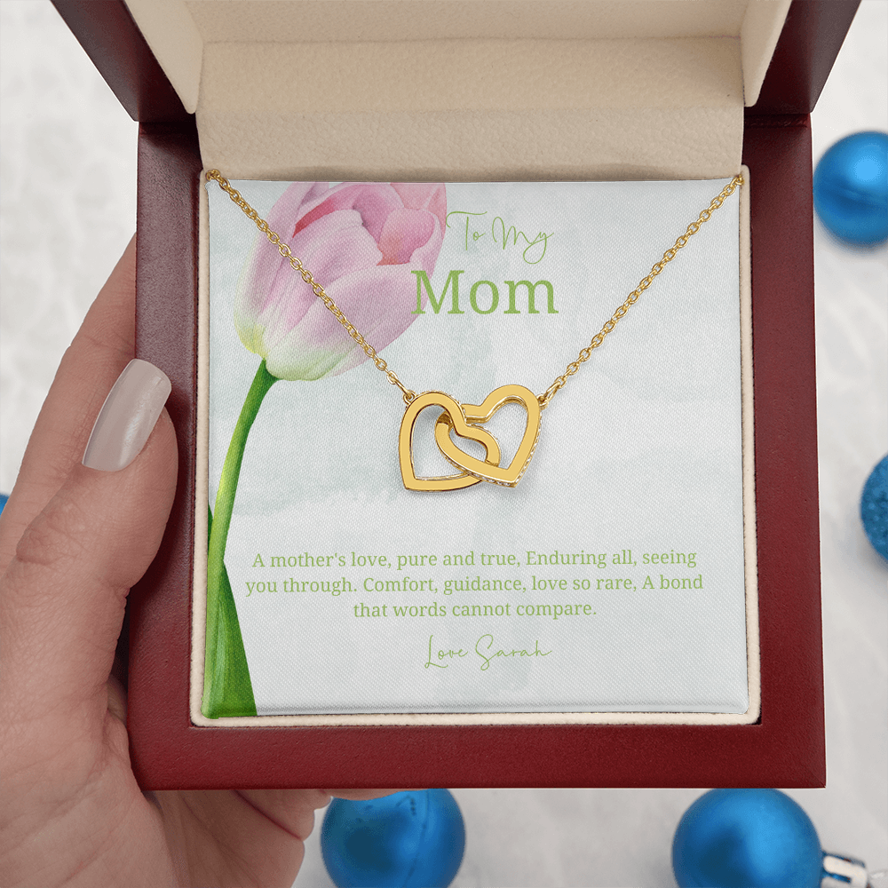 To My Mother - Choice of Beautiful Silver Necklaces in a Mahogany Gift Box with a Custom Message Card - Gift from Son / Daughter For Mum