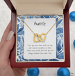 Present For Auntie - Interlocking Heart Necklace - Personalised Message Card - Birthday Christmas Gift For Aunt