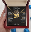 To My Daughter Your A Lioness - Beautiful Interlocking Heart Necklace