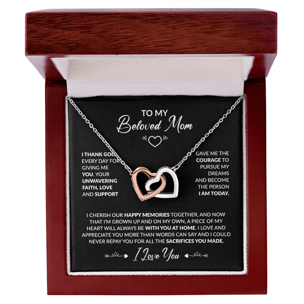 To My Beloved Mom Beautiful Interlocking Heart Gift Boxed