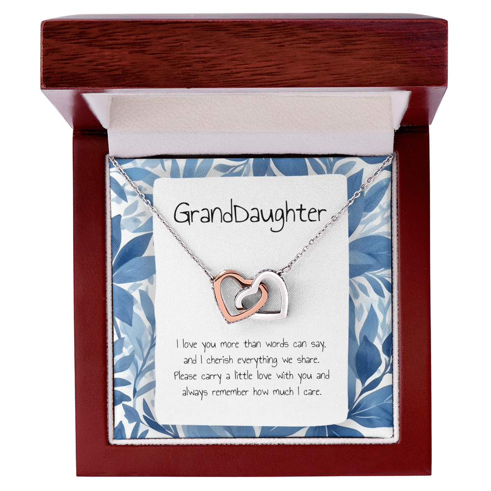 Gift For Granddaughter- Interlocking Heart Necklace - Personalised Message Card