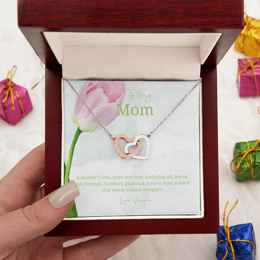 To My Mother - Choice of Beautiful Silver Necklaces in a Mahogany Gift Box with a Custom Message Card - Gift from Son / Daughter For Mum