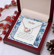 Gift For Sister - Interlocking Heart Necklace - Personalised Message Card