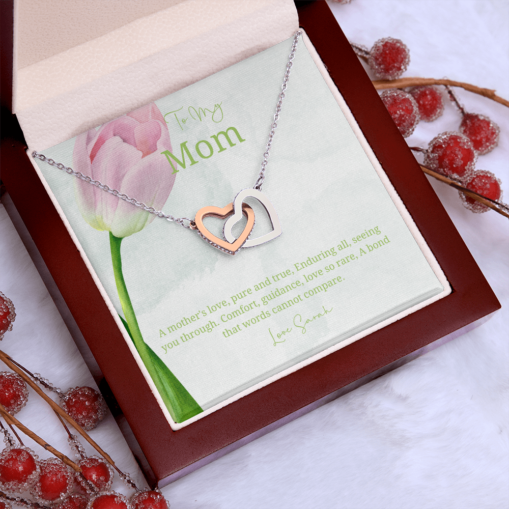 To My Mother - Choice of Beautiful Silver Necklaces in a Mahogany Gift Box with a Custom Message Card - Gift from Son / Daughter For Mum