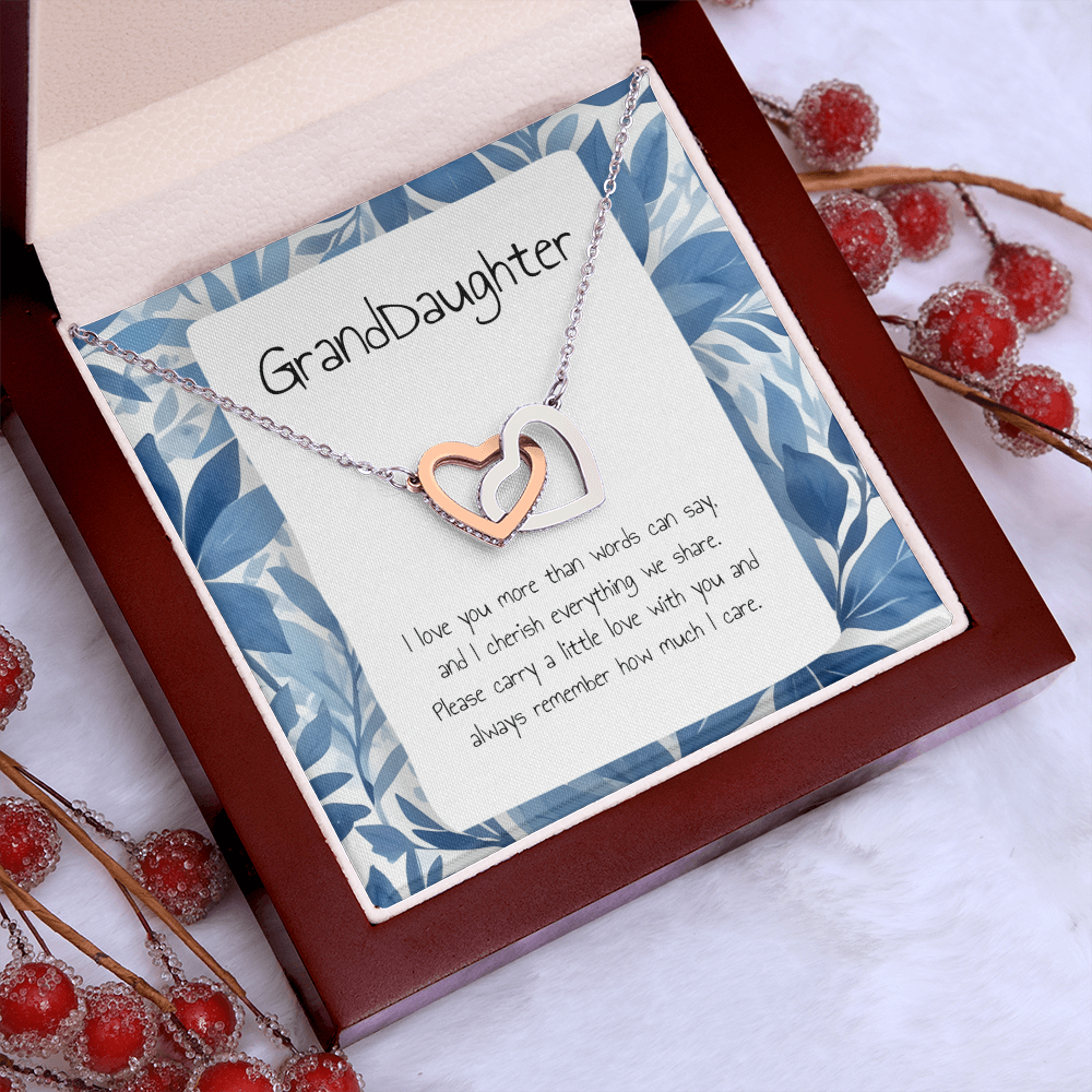Gift For Granddaughter- Interlocking Heart Necklace - Personalised Message Card