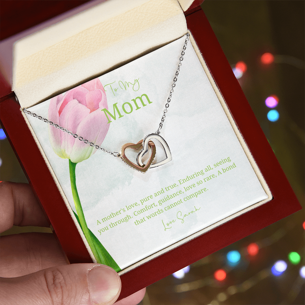 To My Mother - Choice of Beautiful Silver Necklaces in a Mahogany Gift Box with a Custom Message Card - Gift from Son / Daughter For Mum