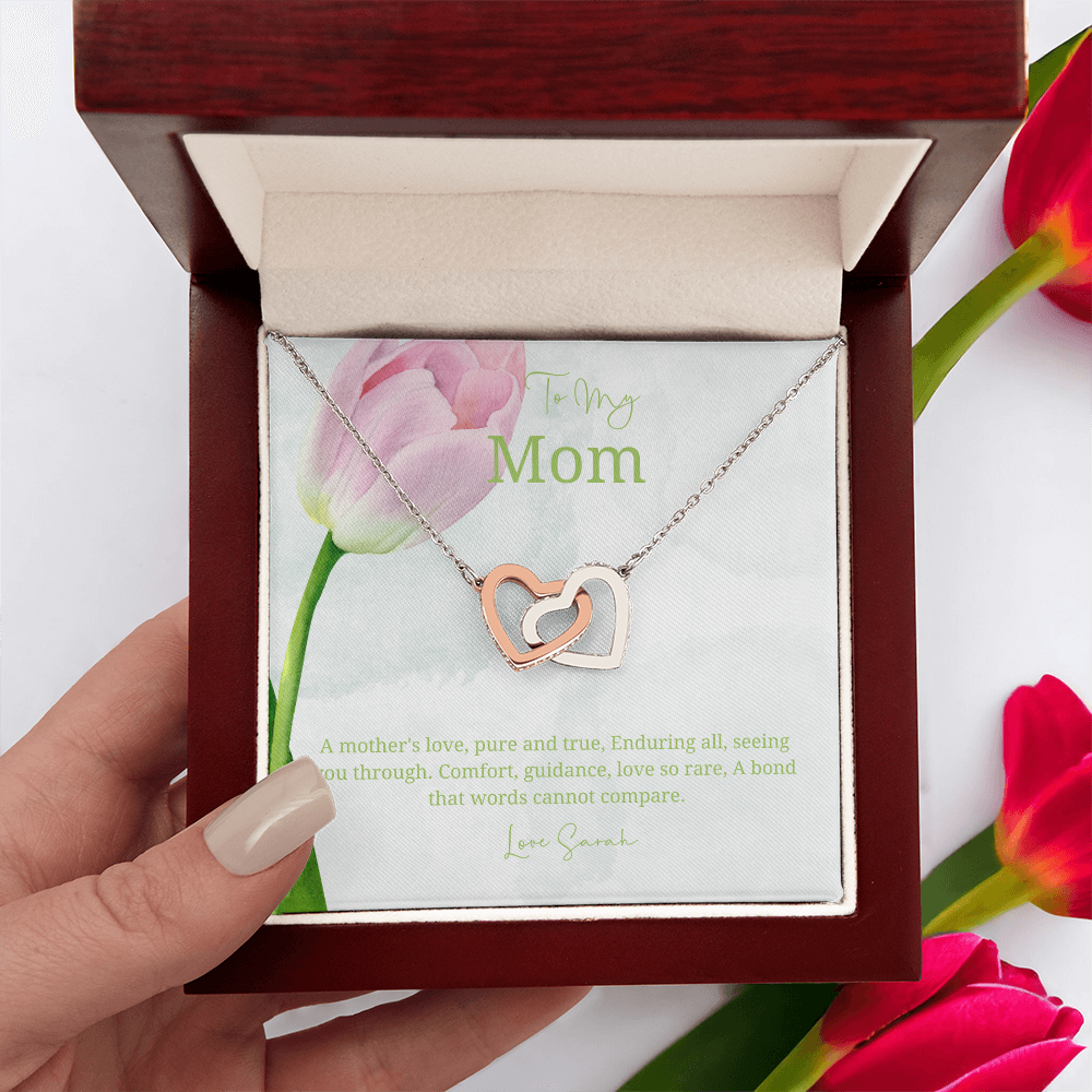 To My Mother - Choice of Beautiful Silver Necklaces in a Mahogany Gift Box with a Custom Message Card - Gift from Son / Daughter For Mum