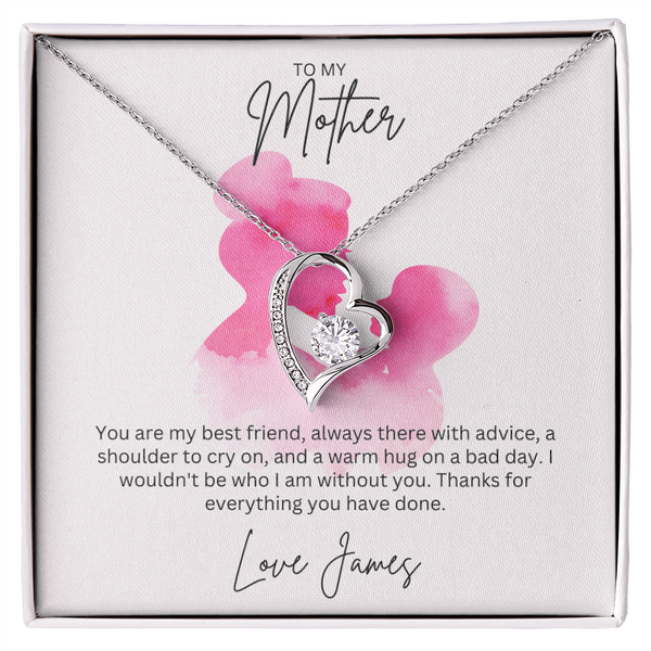 To My Mother Heart Shape Necklace Beautifully Gift Boxed