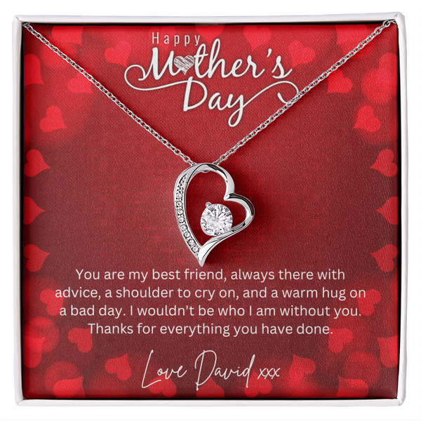 Happy Mothers Day - Choice Of Silver Necklace with Custom Message Card in Beautiful Box - Gift From Son, Daughter - Jewellery Gift For Mum