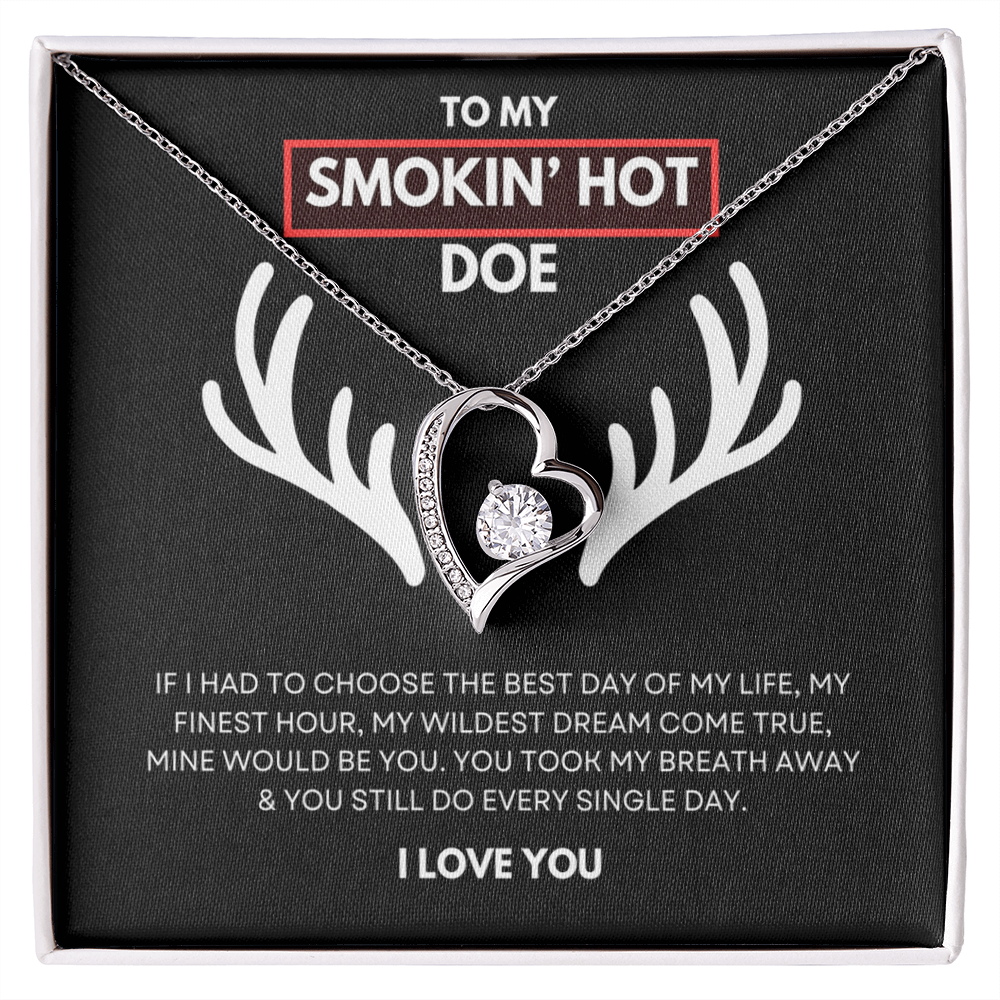 Hunting Themed Gift For Her - Sterling Silver Necklace - Smokin Hot Doe - Personalised  Gift for Wife, Girlfriend