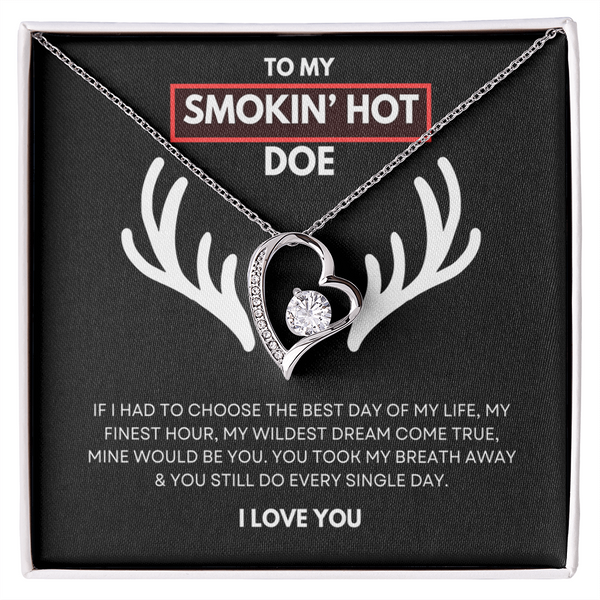 Hunting Themed Gift For Her - Sterling Silver Necklace - Smokin Hot Doe - Personalised  Gift for Wife, Girlfriend