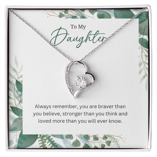 Silver Heart Necklace For Daughter -Gift Jewellery from Mum, Dad with Message Card & Gift Box