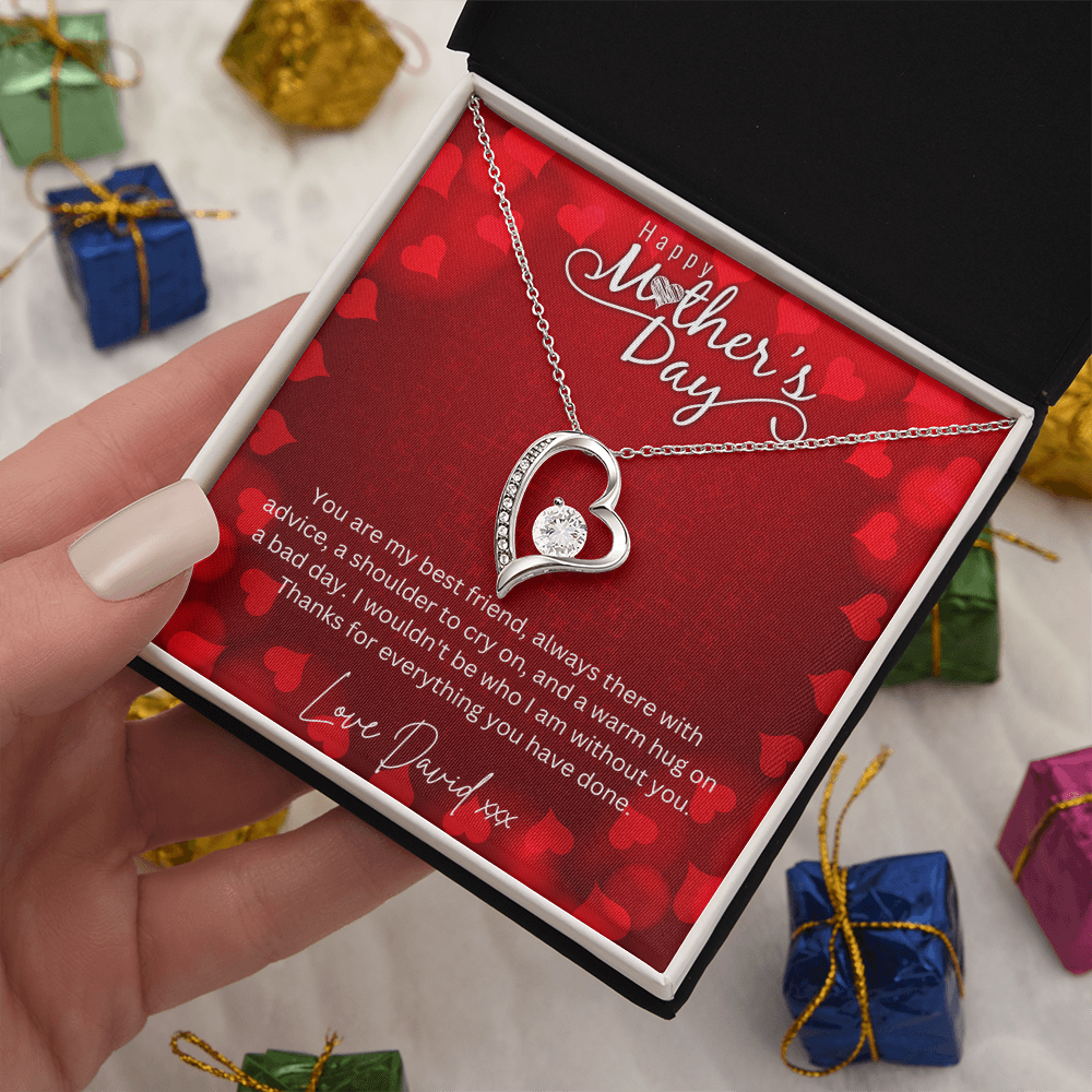 Happy Mothers Day - Choice Of Silver Necklace with Custom Message Card in Beautiful Box - Gift From Son, Daughter - Jewellery Gift For Mum