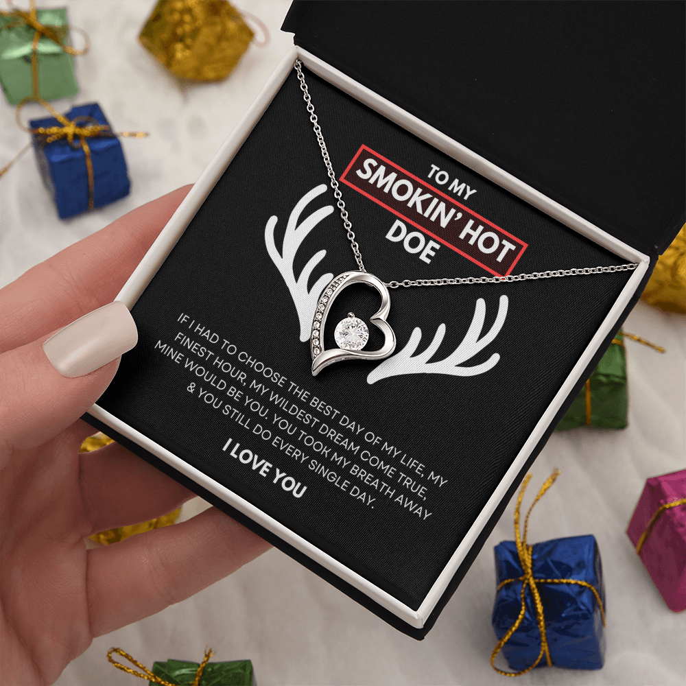 Hunting Themed Gift For Her - Sterling Silver Necklace - Smokin Hot Doe - Personalised  Gift for Wife, Girlfriend