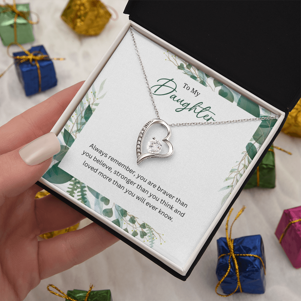 Silver Heart Necklace For Daughter -Gift Jewellery from Mum, Dad with Message Card & Gift Box