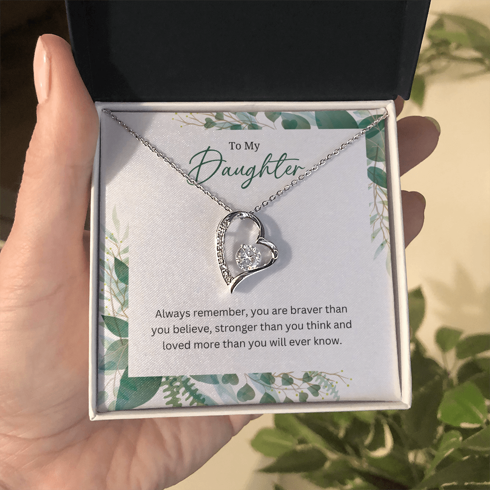 Silver Heart Necklace For Daughter -Gift Jewellery from Mum, Dad with Message Card & Gift Box
