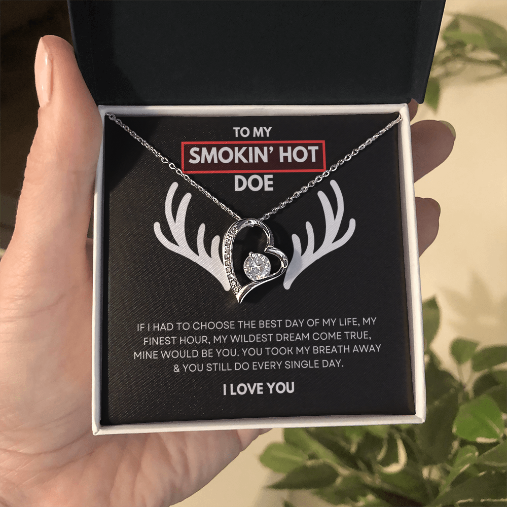 Hunting Themed Gift For Her - Sterling Silver Necklace - Smokin Hot Doe - Personalised  Gift for Wife, Girlfriend