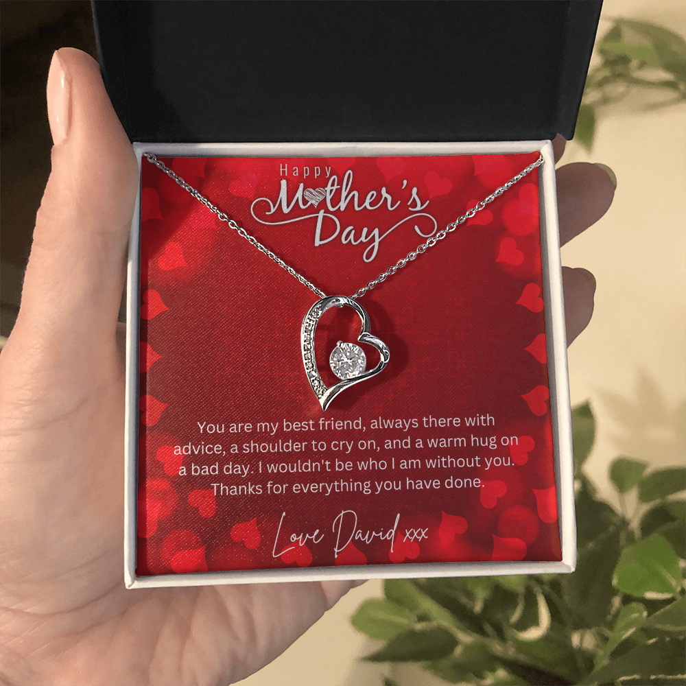 Happy Mothers Day - Choice Of Silver Necklace with Custom Message Card in Beautiful Box - Gift From Son, Daughter - Jewellery Gift For Mum