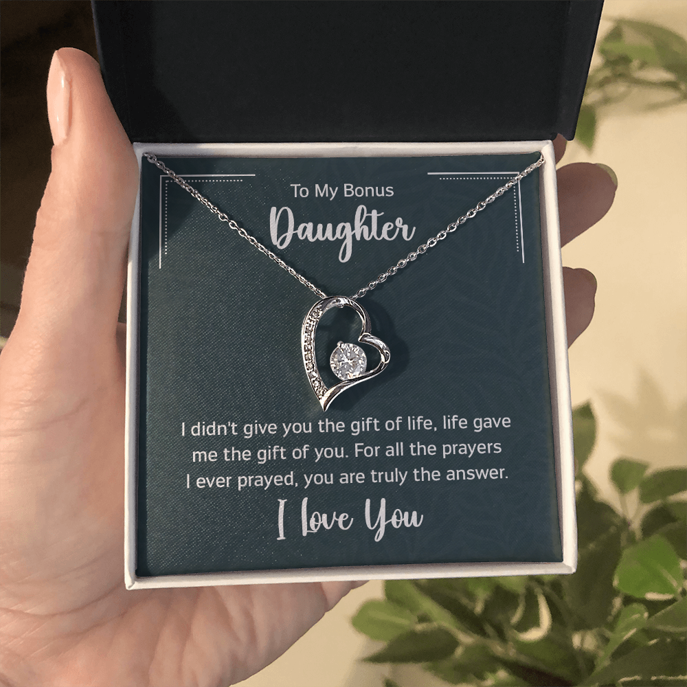 To My Bonus Daughter Beautiful Heart Necklace for Daughter-In-Law