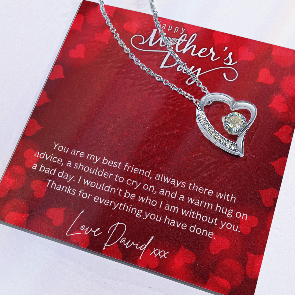 Happy Mothers Day - Choice Of Silver Necklace with Custom Message Card in Beautiful Box - Gift From Son, Daughter - Jewellery Gift For Mum