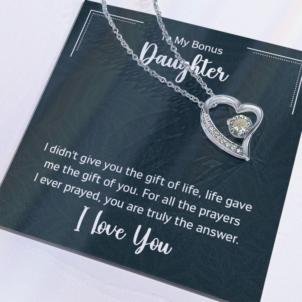 To My Bonus Daughter Beautiful Heart Necklace for Daughter-In-Law