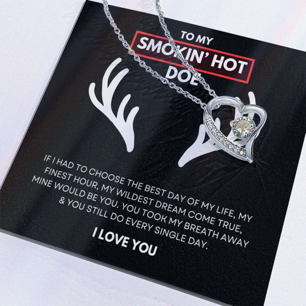 Hunting Themed Gift For Her - Sterling Silver Necklace - Smokin Hot Doe - Personalised  Gift for Wife, Girlfriend