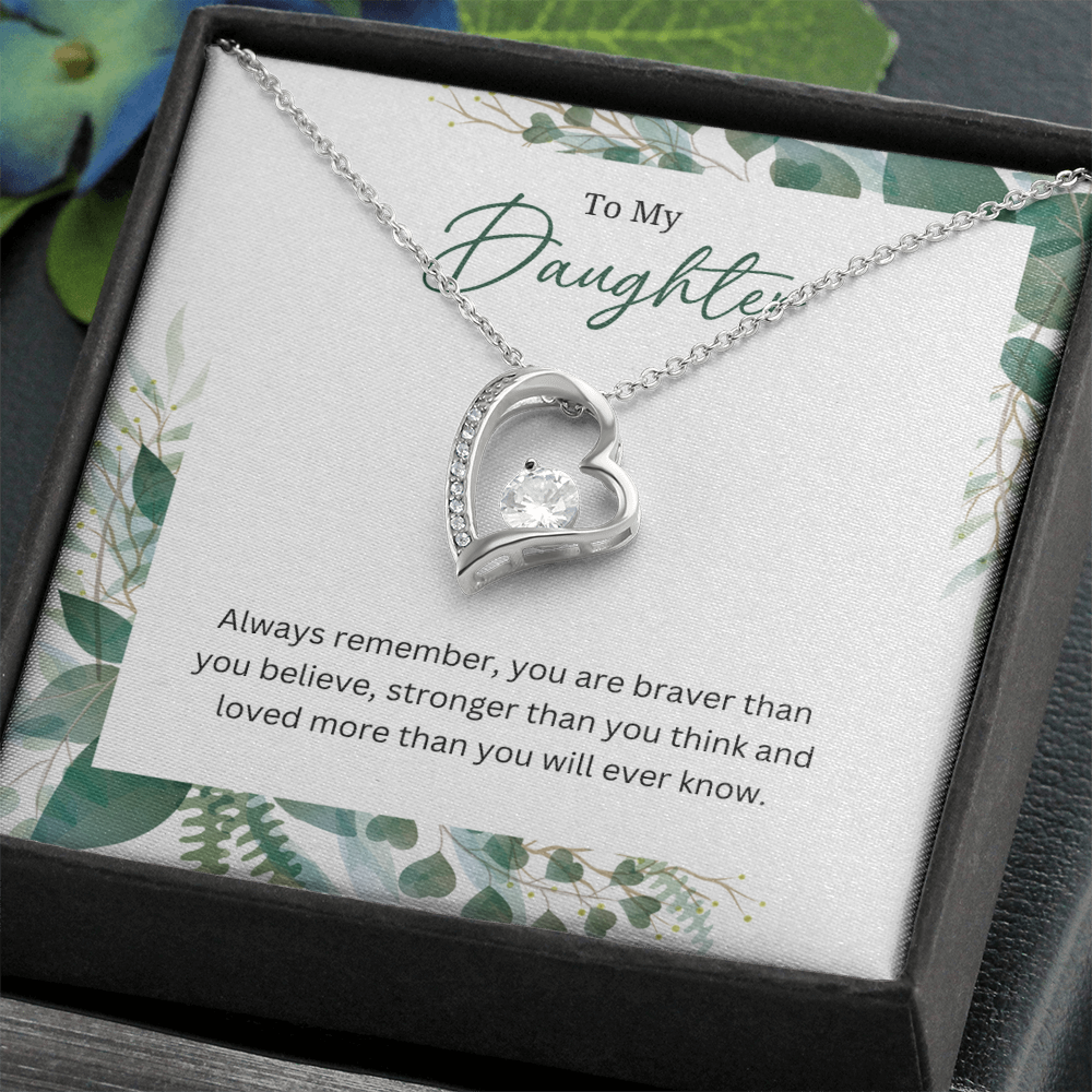 Silver Heart Necklace For Daughter -Gift Jewellery from Mum, Dad with Message Card & Gift Box