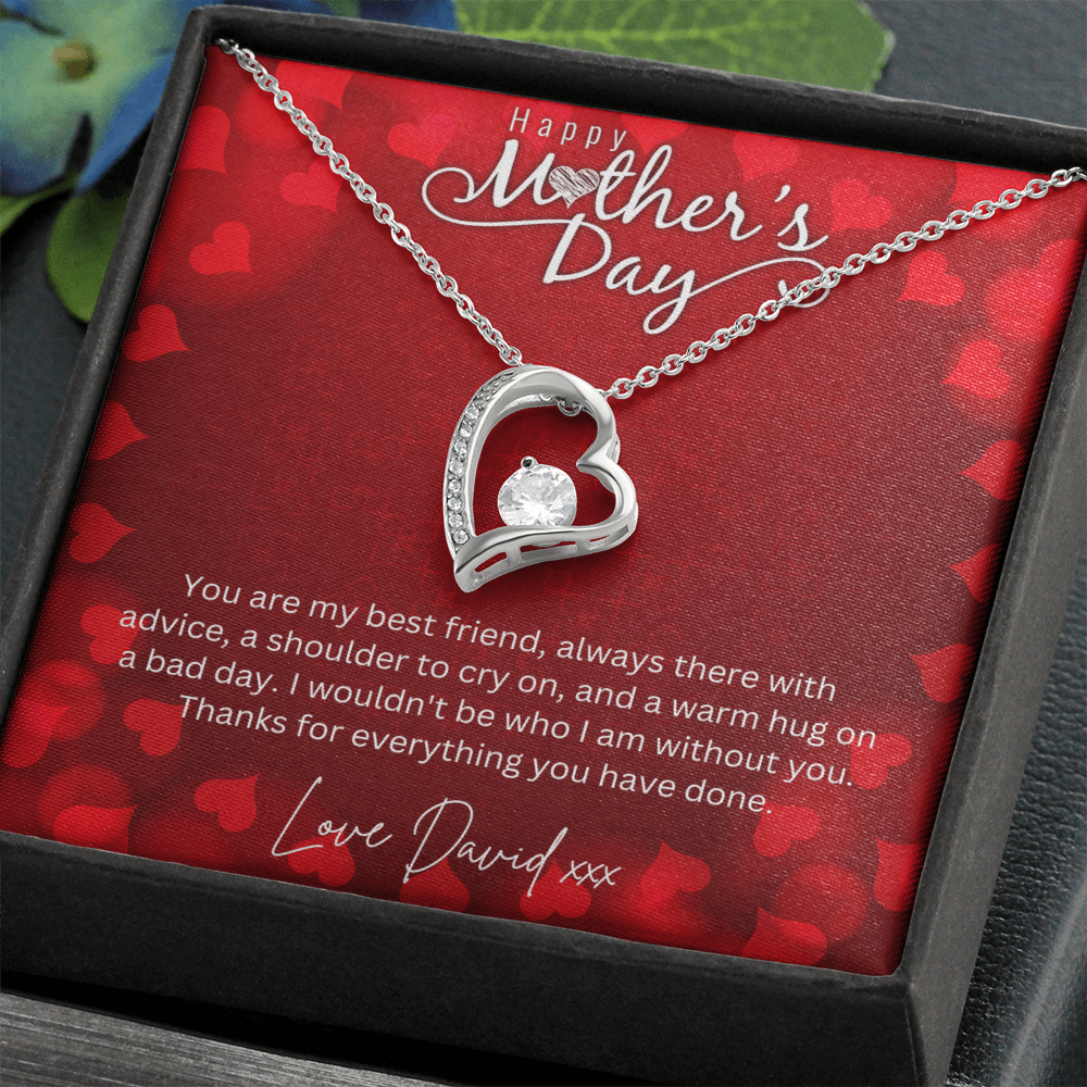 Happy Mothers Day - Choice Of Silver Necklace with Custom Message Card in Beautiful Box - Gift From Son, Daughter - Jewellery Gift For Mum