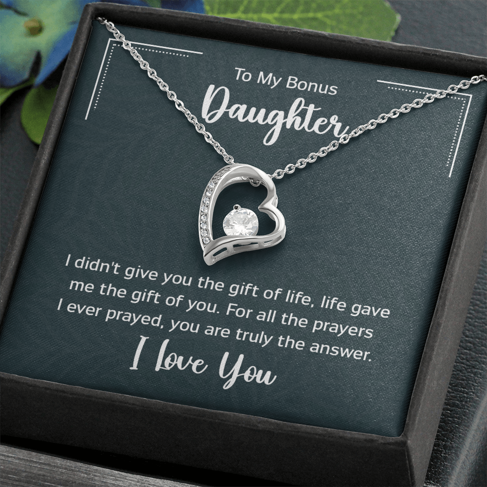 To My Bonus Daughter Beautiful Heart Necklace for Daughter-In-Law