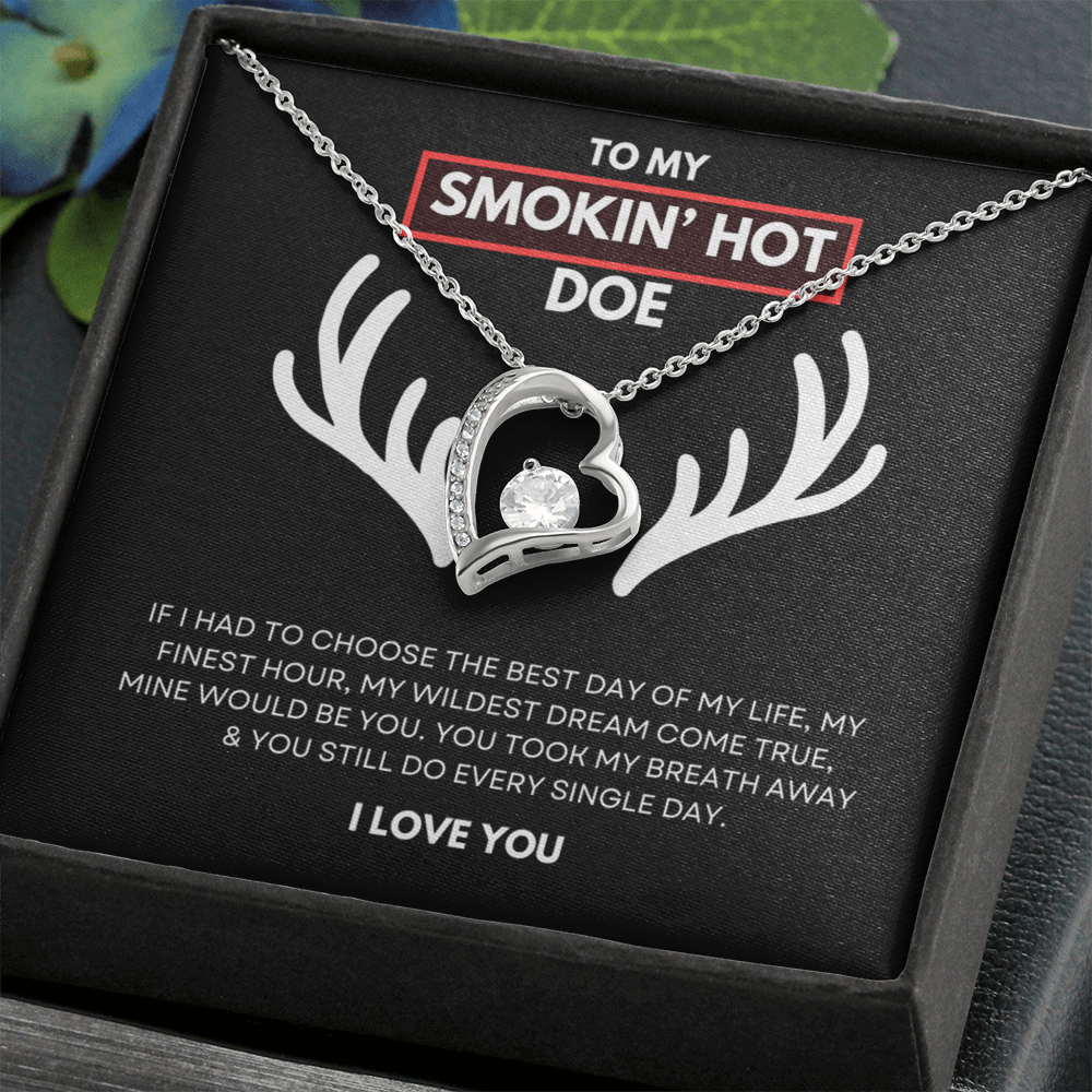 Hunting Themed Gift For Her - Sterling Silver Necklace - Smokin Hot Doe - Personalised  Gift for Wife, Girlfriend
