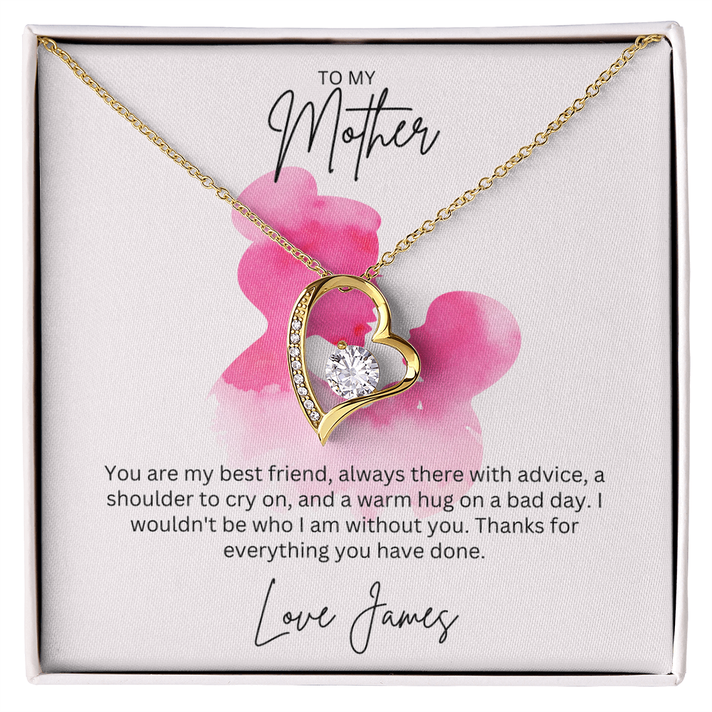 To My Mother Heart Shape Necklace Beautifully Gift Boxed