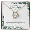 Silver Heart Necklace For Daughter -Gift Jewellery from Mum, Dad with Message Card & Gift Box