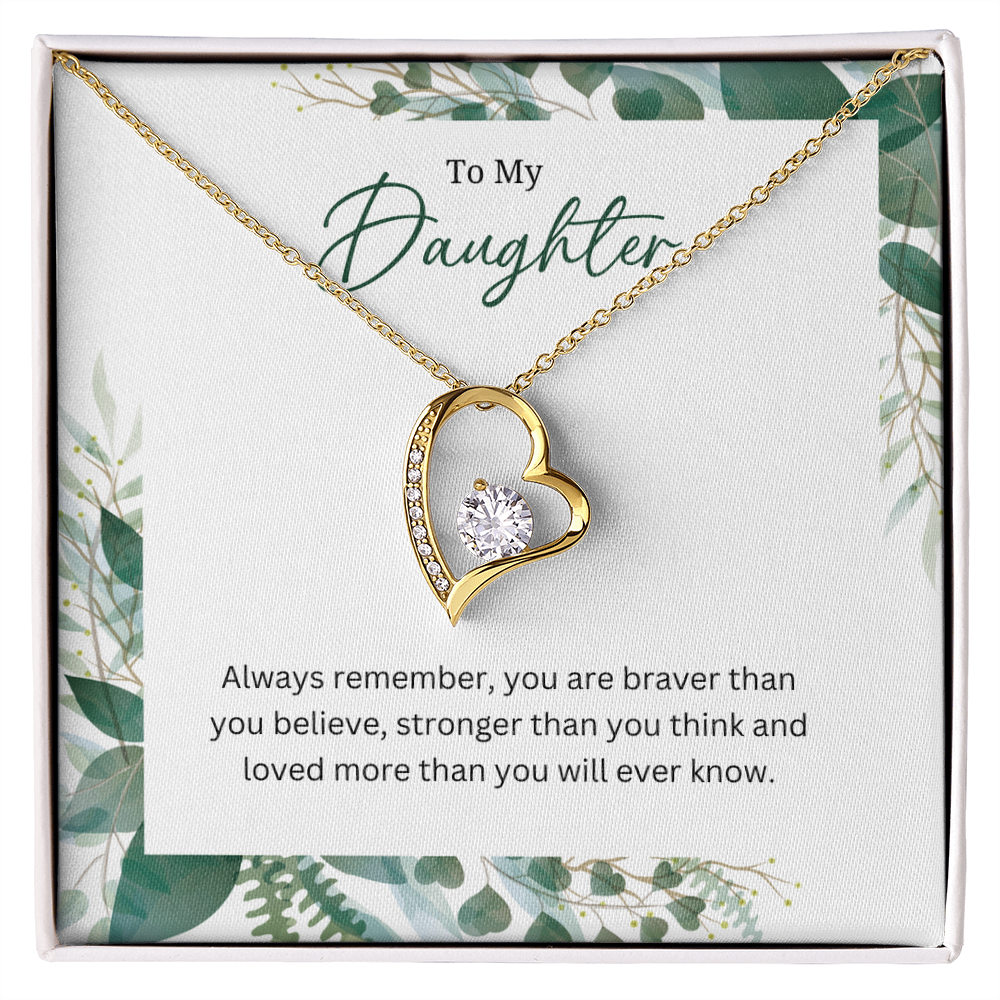 Silver Heart Necklace For Daughter -Gift Jewellery from Mum, Dad with Message Card & Gift Box