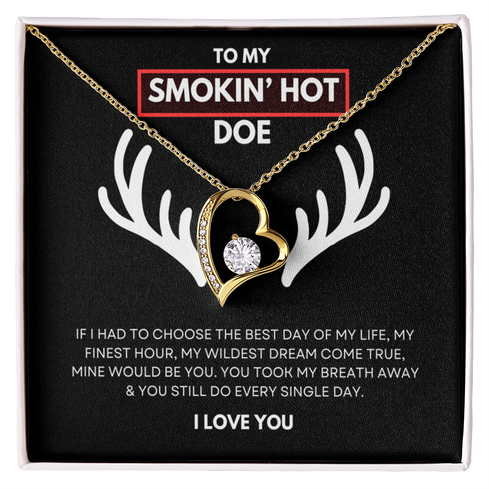 Hunting Themed Gift For Her - Sterling Silver Necklace - Smokin Hot Doe - Personalised  Gift for Wife, Girlfriend
