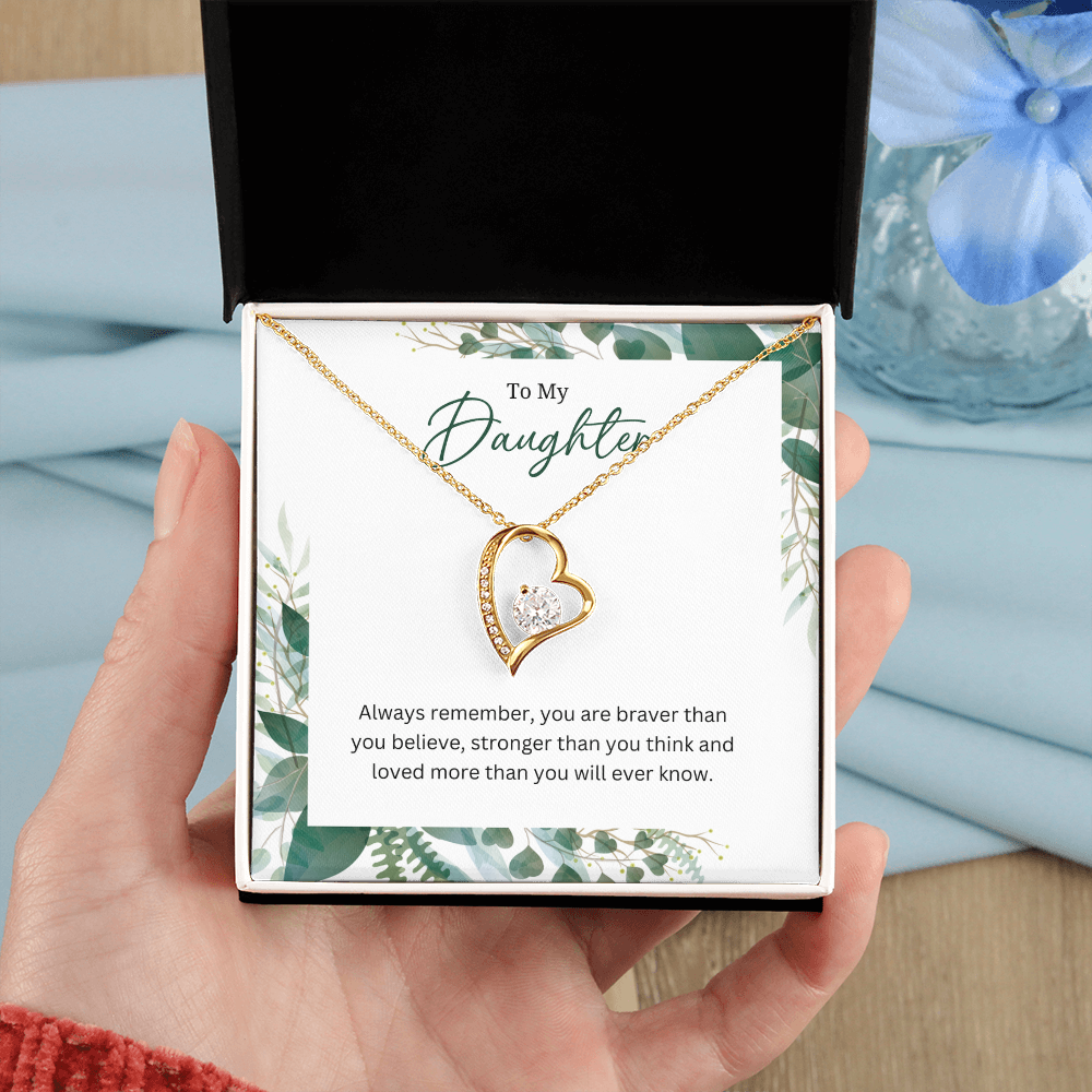 Silver Heart Necklace For Daughter -Gift Jewellery from Mum, Dad with Message Card & Gift Box