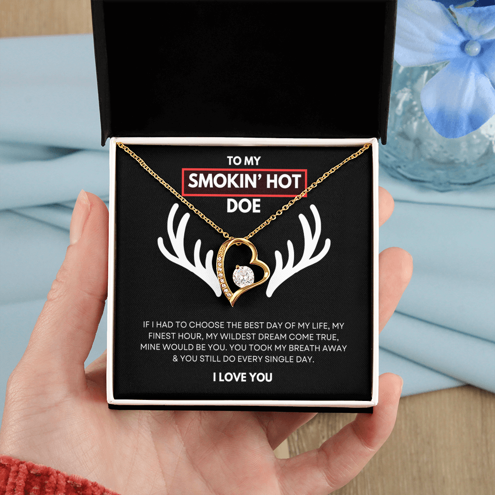 Hunting Themed Gift For Her - Sterling Silver Necklace - Smokin Hot Doe - Personalised  Gift for Wife, Girlfriend