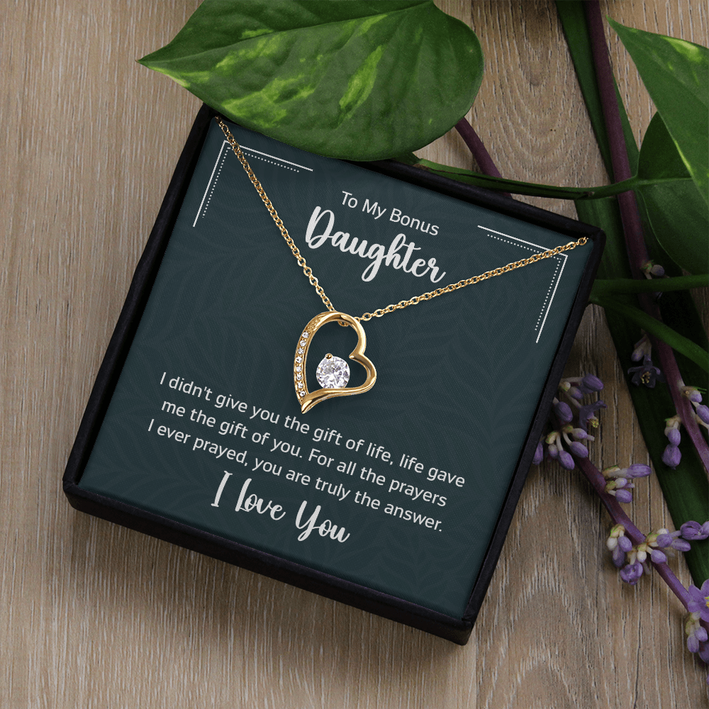 To My Bonus Daughter Beautiful Heart Necklace for Daughter-In-Law