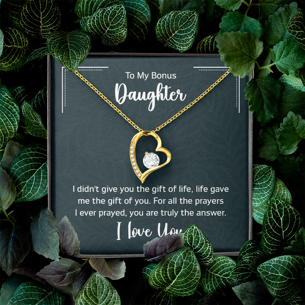 To My Bonus Daughter Beautiful Heart Necklace for Daughter-In-Law