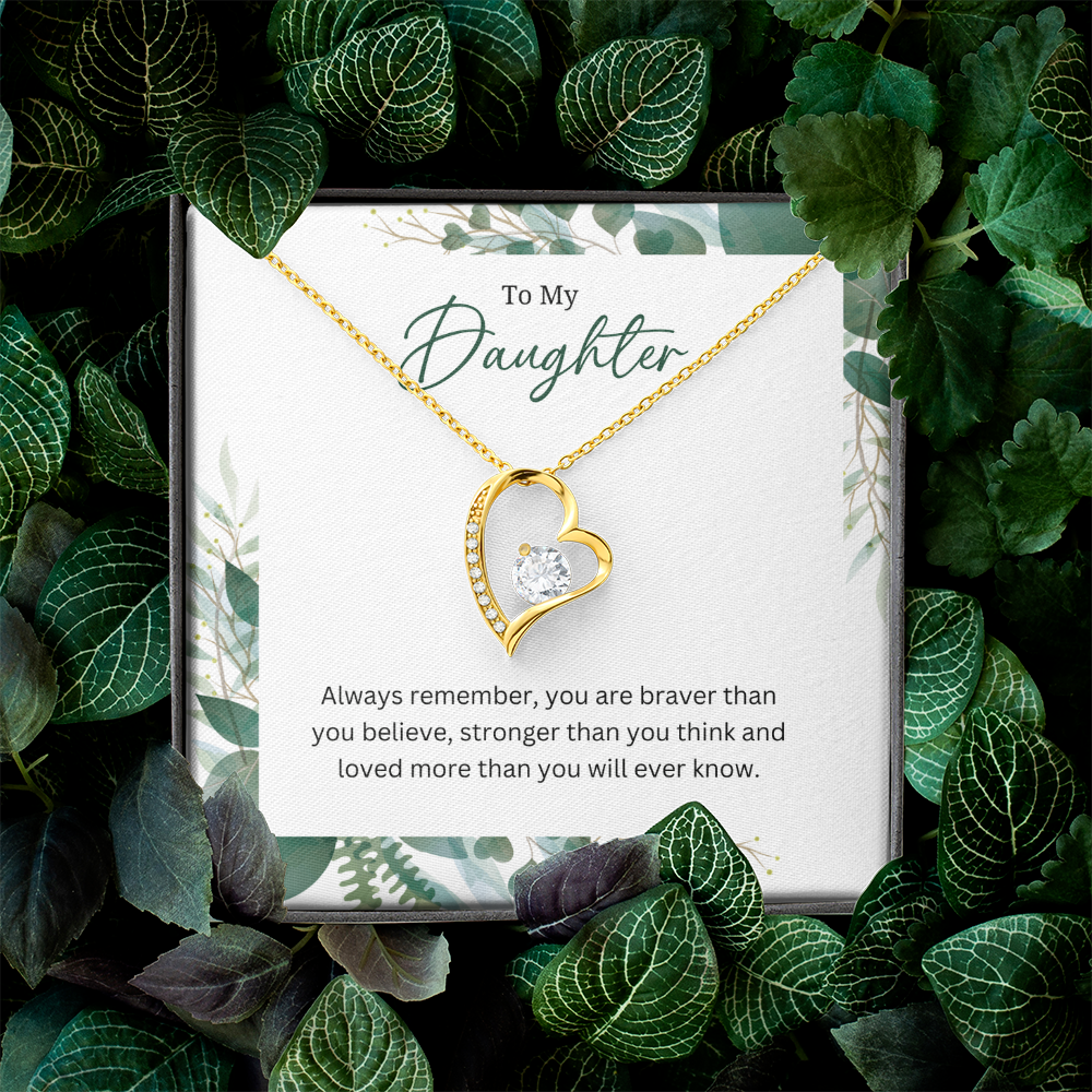 Silver Heart Necklace For Daughter -Gift Jewellery from Mum, Dad with Message Card & Gift Box