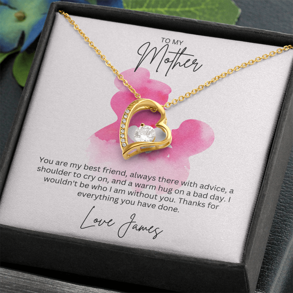 To My Mother Heart Shape Necklace Beautifully Gift Boxed