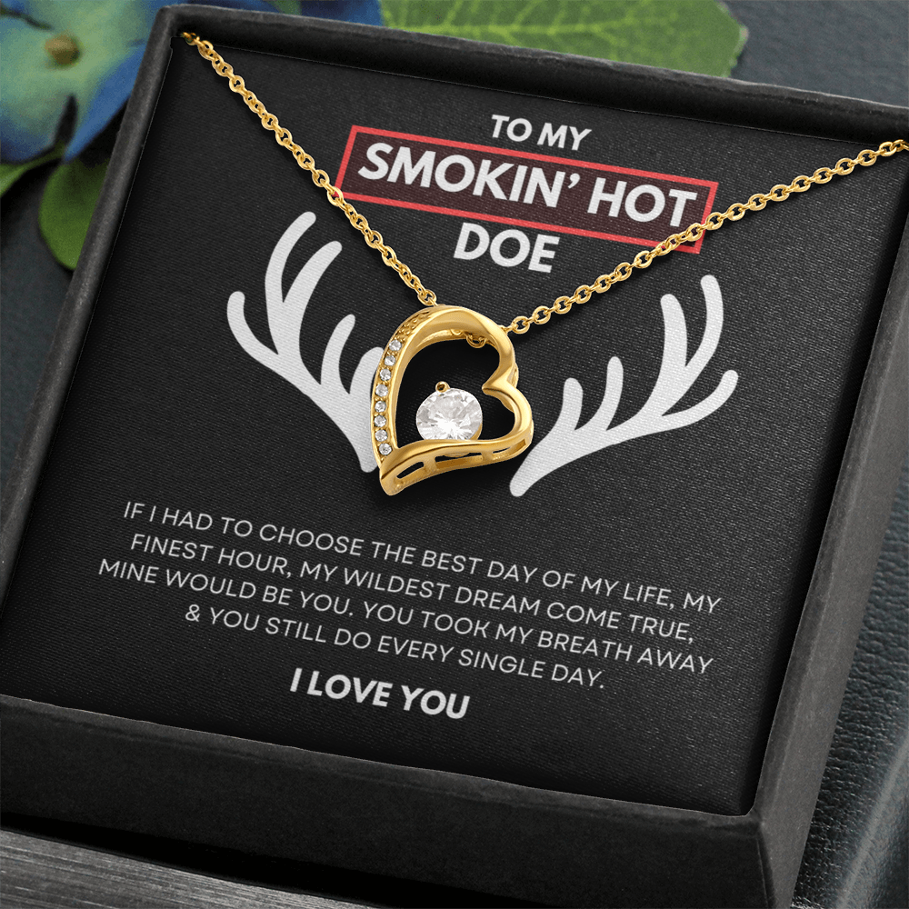Hunting Themed Gift For Her - Sterling Silver Necklace - Smokin Hot Doe - Personalised  Gift for Wife, Girlfriend